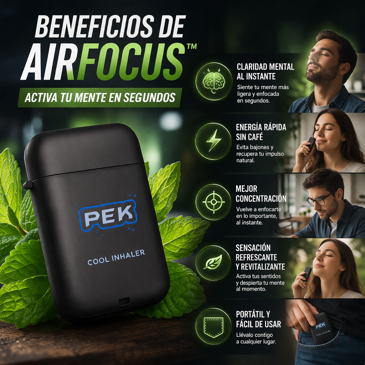 2x1 AirFocus™ Inhalador Energizante – Activa tu Mente en Segundos | Enfoque, Energía y Claridad Instantánea + 🎁 15 Técnicas de Enfoque GRATIS + Envío Gratis