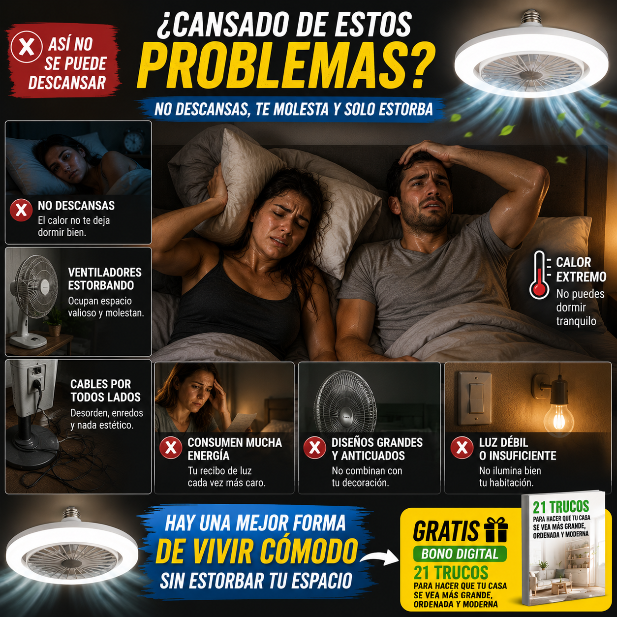 2 en 1 BreezeLight™ – Lámpara LED con Ventilador Integrado + 🎁 "21 Trucos para Hacer que tu Casa se Vea Más Grande, Ordenada y Moderna" + Envío Gratis