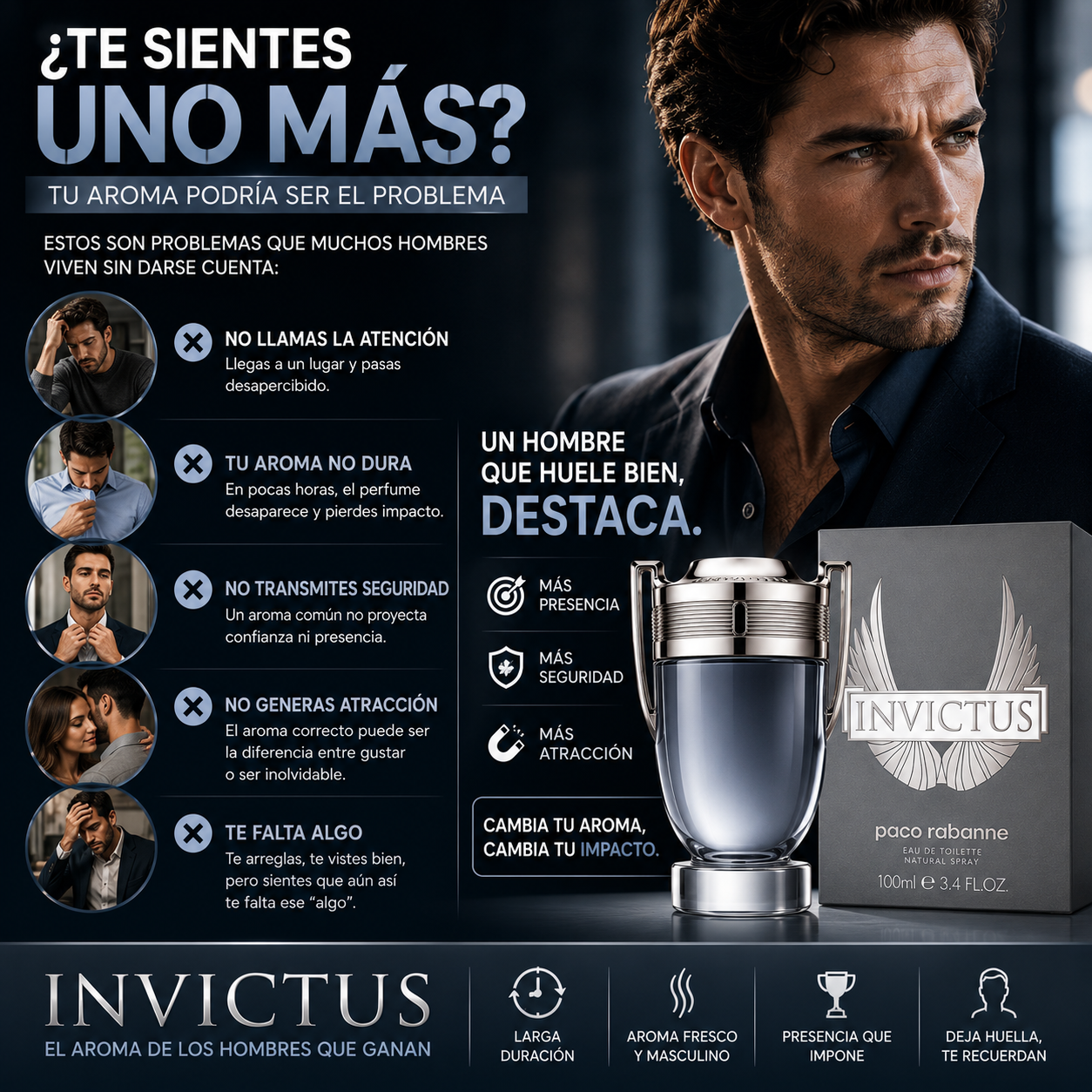 Invictus EDT 100ml – La Fragancia Masculina, Fresca y Adictiva | Presencia, Seguridad y Atracción + 🎁 Guía “7 Secretos para Oler como un Hombre de Alto Valor” + Envío Gratis