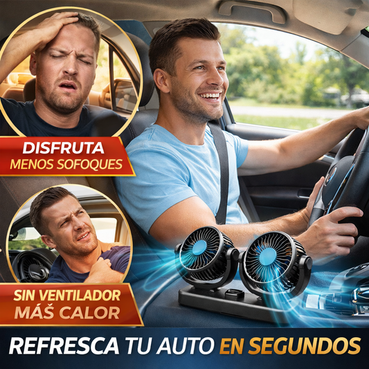 Ventilador Portátil 2 en 1 para Auto 360° – Kit de Enfriamiento USB + 12V | Aire Fresco en Segundos para Viajes y Verano + 🎁 Guía de Supervivencia al Calor en el Auto