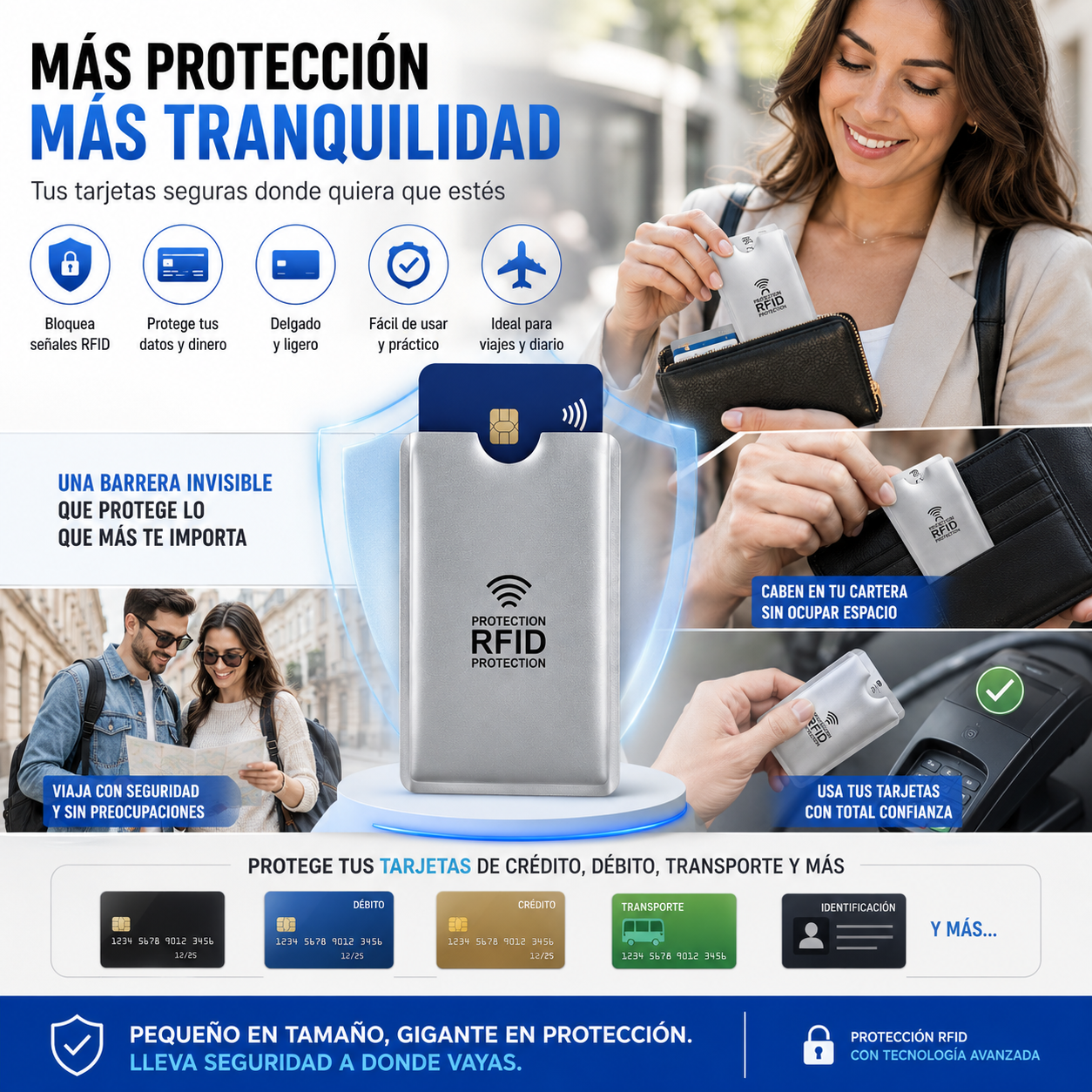 Pack x10 CardShield™ Protectores Anti-clonación RFID para Tarjetas + 🎁 Guía “21 Consejos para Proteger tu Dinero y Tarjetas” GRATIS + Envío Gratis