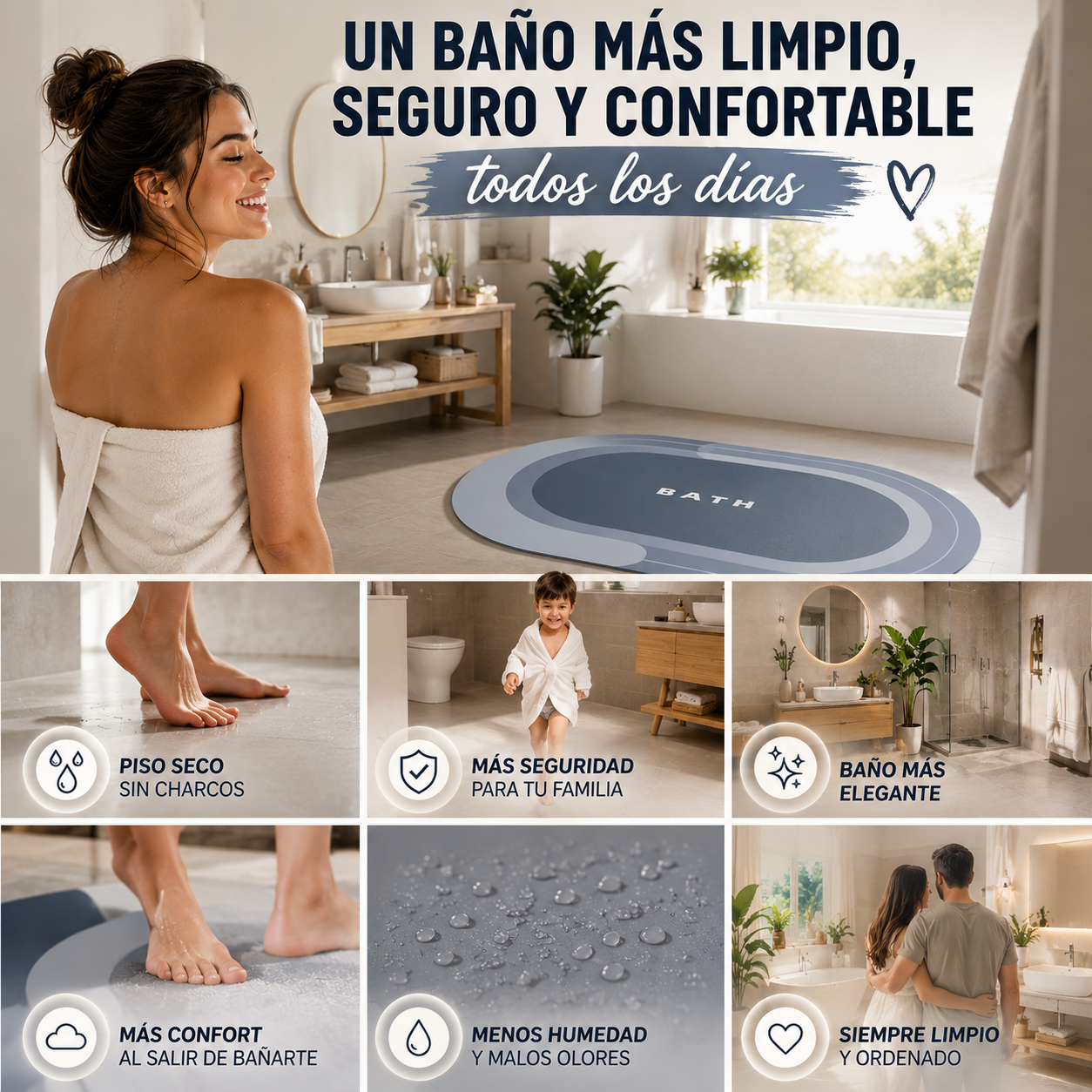 2x1 DryStep™ - Alfombra Absorbente de Secado Rápido + 🎁 Guía Digital "21 Trucos para Mantener tu Baño Limpio, Seco y Libre de Humedad" GRATIS + Envío Gratis