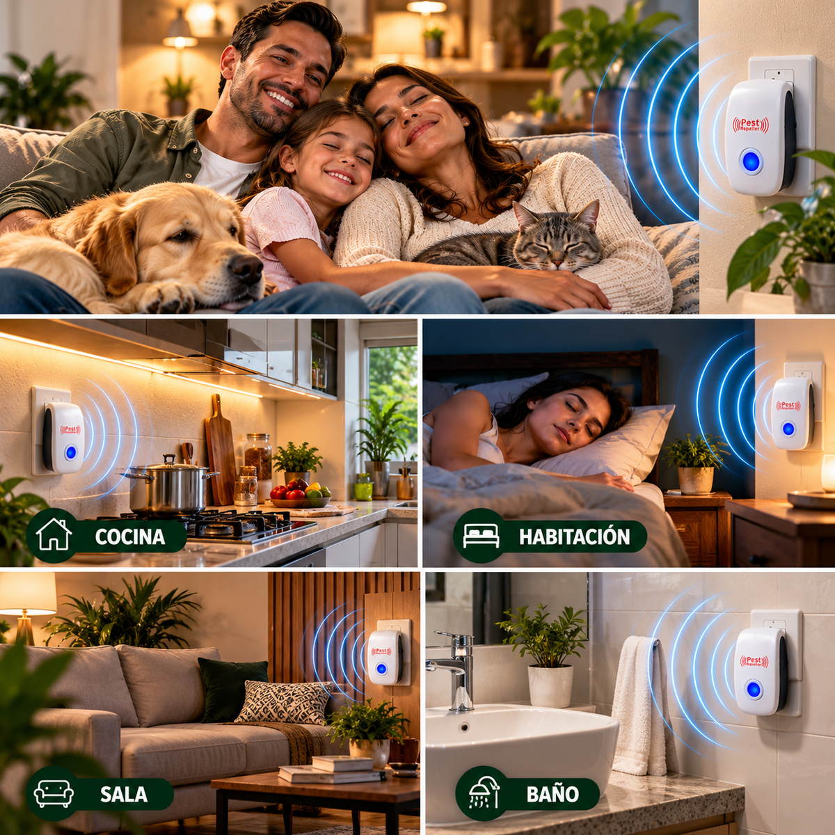 4x1 Repelente Ultrasónico Anti Plagas™ |Para Ratas, Ratones, Cucarachas y Mosquitos +  🎁 Guía “21 Trucos para un Hogar Limpio y Seguro" + Envío GRATIS”