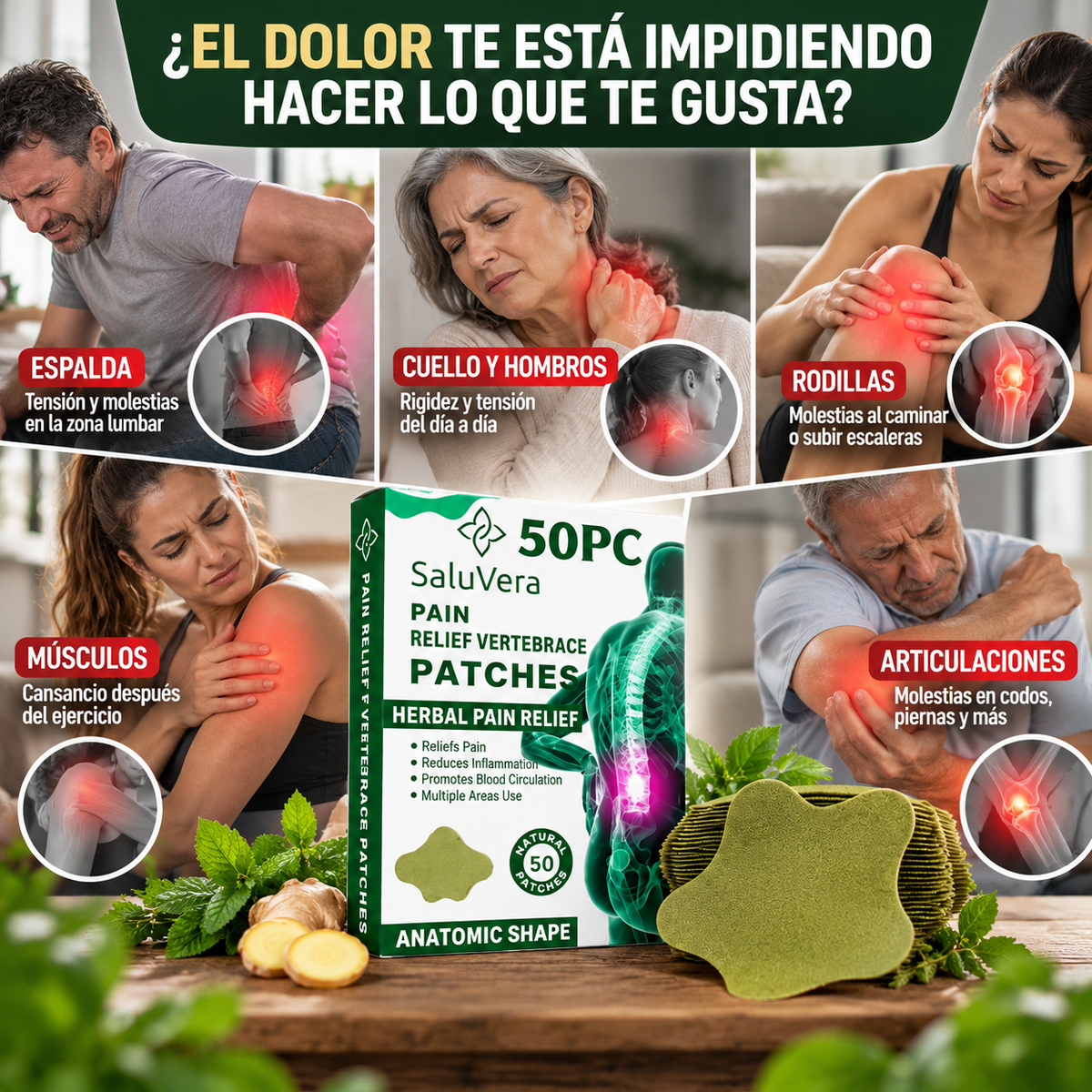 50 Parches para Dolor Muscular y Articular  + 🎁 “5 Rutinas para Liberar la Tensión” + Envío Gratis
