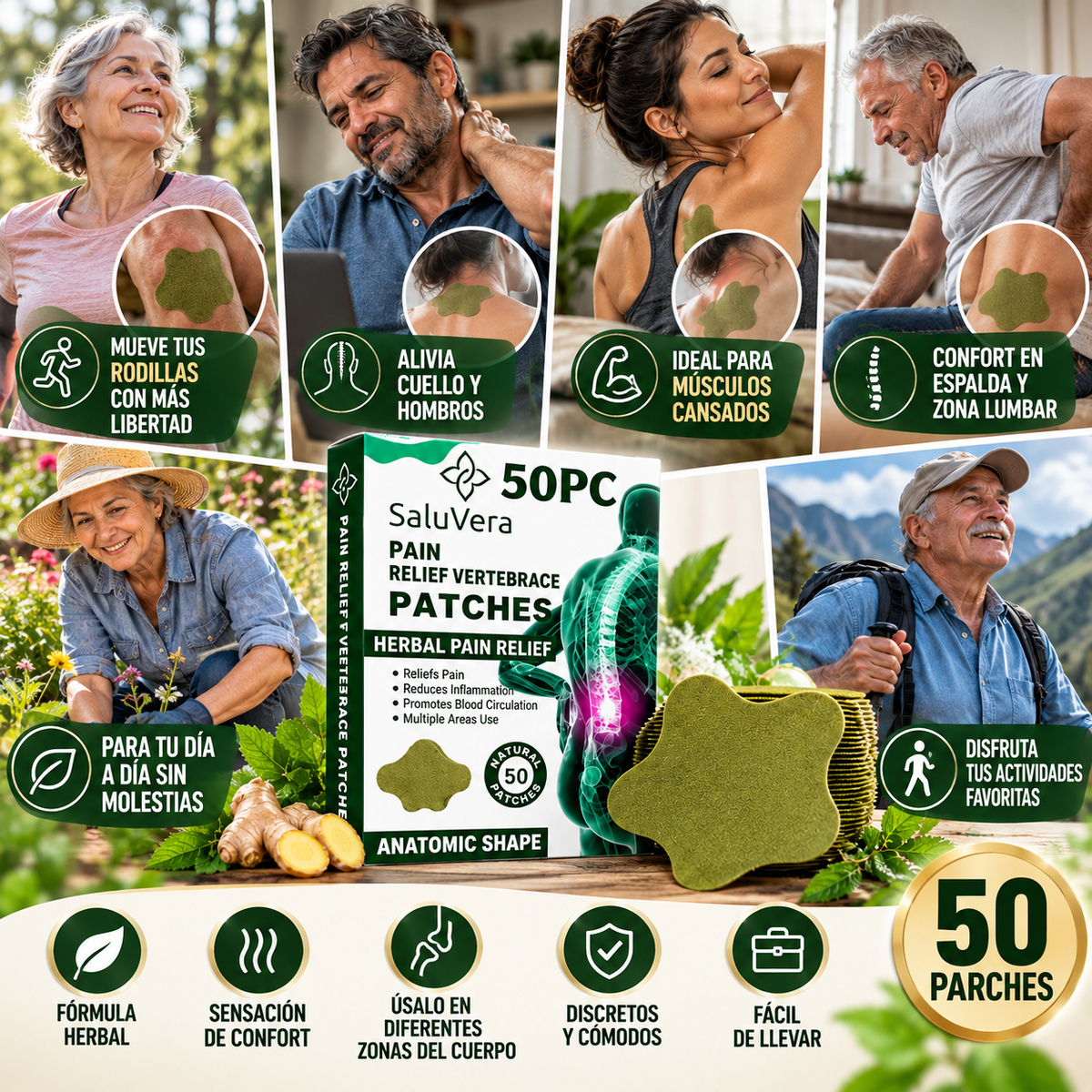 50 Parches para Dolor Muscular y Articular  + 🎁 “5 Rutinas para Liberar la Tensión” + Envío Gratis
