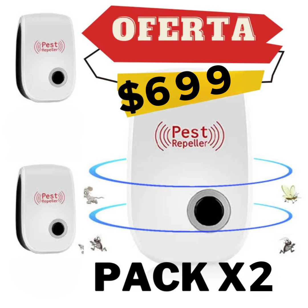 Combo 2X1 Repelente Ultrasónico 🕷️ Despídete de Plagas Sin Químicos🪳