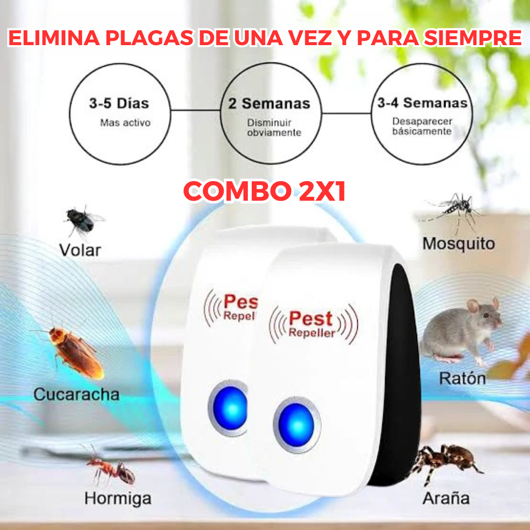 Combo 2X1 Repelente Ultrasónico 🕷️ Despídete de Plagas Sin Químicos🪳