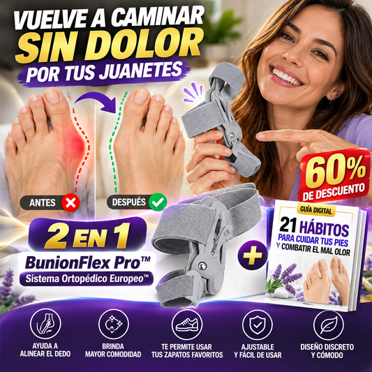 2 EN 1 BunionFlex Pro™ | Sistema Ortopédico Europeo™ para Alinear Juanetes + 🎁 Guía “21 Hábitos para Cuidar tus Pies y Combatir el Mal Olor” + Envío Gratis