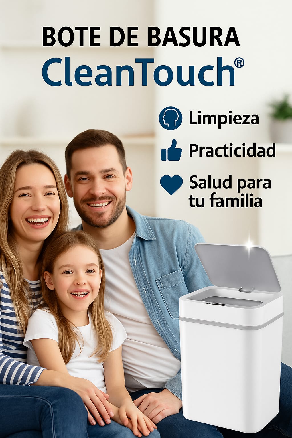 👑 Bote Inteligente CleanTouch: ✨ Elegancia Inteligente que elimina el contacto, 🧼 Suciedad y 💨 Malos Olores
