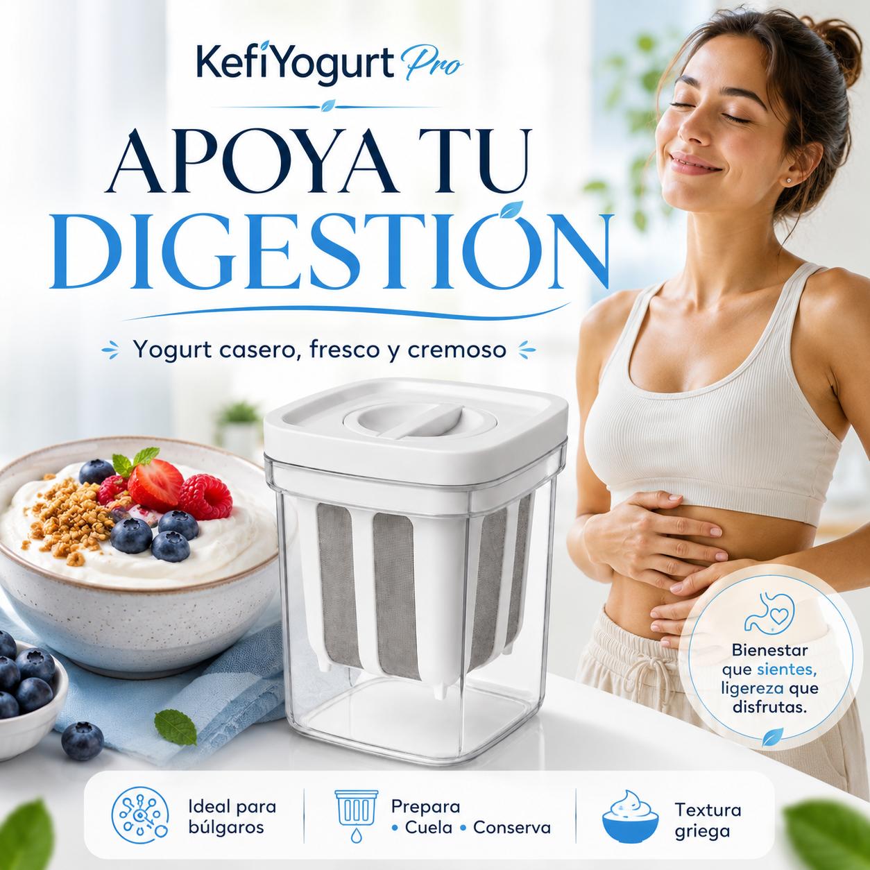 KefiYogurt Pro™ — Yogurt griego en casa 🥣 + 🎁 Ebook de regalo: Guía de Yogurt, Kéfir y Digestión Ligera + 🚚 Envío gratis