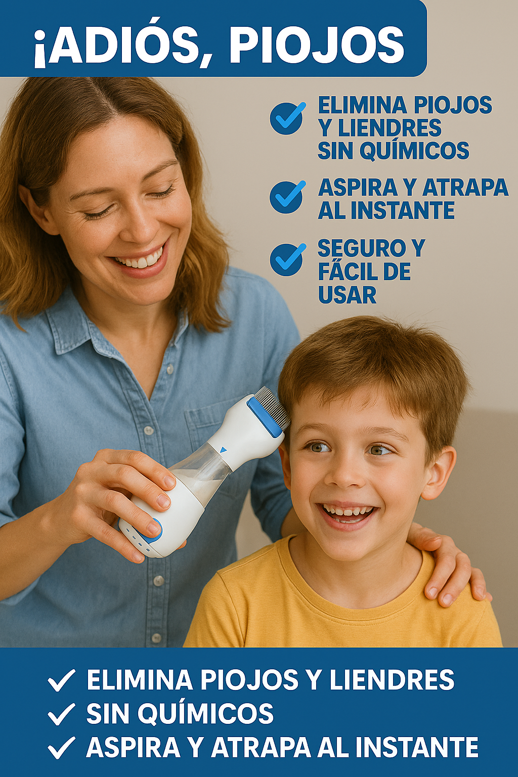 Cepillo Eléctrico Antipiojos – Elimínalos al Instante, Sin Químicos y Sin Dolor 👶✨